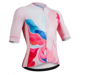Maillot de cyclisme unisexe professionnel à manches courtes, texture douce et neutre, empiècements en tissu mesh, col montant, pour les sorties sur route et l'entraînement en club - Product Image 1