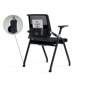 Formation empilable de chaise de visiteur de bureau de pieds fixes de mi-dos de maille avec la poche de livre - Product Image 1