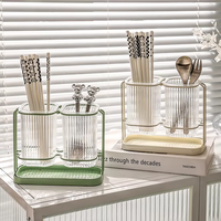 MIXWARES Égouttoir à ustensiles de cuisine transparent avec support métallique, style nordique, pour couverts et baguettes, organisateur de rangement domestique