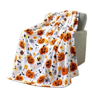 <b>Pink</b> Cartoon Ghost Print Plush <b>Throw</b> Blanket Rectangular Anti-Pilling Home Use Autumn Style Modern Design - Product Image 4