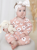 Ensemble de jogging gaufré personnalisé pour bébés et enfants doux et respirant en coton gaufré à imprimé floral pour vêtements d'été pour bébé