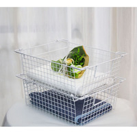 Panier de rangement empilable rectangulaire en fil de fer pour légumes et fruits, rangement en métal pour la cuisine