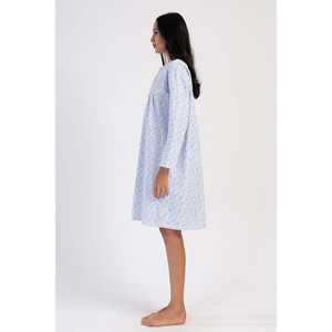 Chemise de nuit en coton à manches longues pour femme Mesta, vêtements de nuit classiques et doux, bleu - Product Image 4