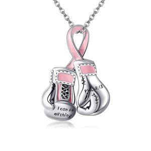 Collar de cadena de aleación con colgante de guante de boxeo y lazo rosa <span class=keywords><strong>para</strong></span> la concienciación sobre el cáncer de mama en mujeres - Product Image 5