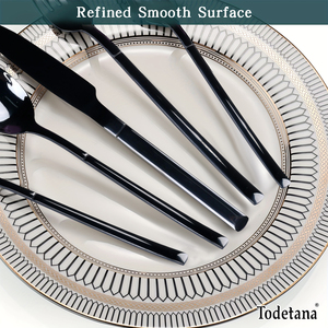 2025 Knight Style Heavy Duty 4Pcs Couverts En Acier Inoxydable Argenterie en Couleur Noire-Comprend Couteau Fourchette Cuillère Louche - Product Image 4