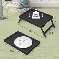 Ordinateur portable debout manger collation petit déjeuner servant bambou lit plateau Table avec pieds pliants pour la nourriture
