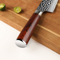 Couteau de cuisine en acier Damas à 67 couches, couteau Santoku avec cœur en VG10, couteau de chef avec manche en bois