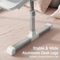 Table de lecture réglable en hauteur pour lit, bureau portable pliable avec plateau inclinable pour une lecture et une écriture confortables au lit