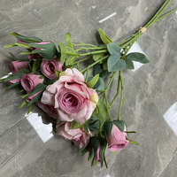 15 têtes soie rose bouquet mariage artificielle rose faisceau pour mariage maison décorative