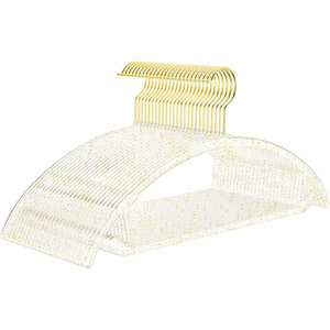 Perchas de Plástico Premium Transparentes, Resistentes, Ecológicas y Ligeras con Ganchos Dorados, Sin Presión en los Hombros, Ahorro de Espacio para Armario - Product Image 1