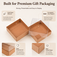 Boîte cadeau en papier kraft personnalisée avec couvercle transparent, plusieurs tailles, emballage de vente au détail recyclable pour produits faits à la main