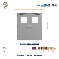 Porte de bureau en acier épais gris, design contemporain, ouverture à pousser/tirer, pour centre commercial, tailles personnalisées - Usine chinoise