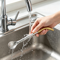 Cuillère-paille en acier inoxydable pour café, lait, thé, jus, avec filtre à thé et agitateur, accessoires de boisson réutilisables