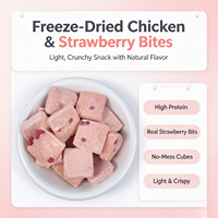 Friandises pour chiens aux tranches de poulet et fraises lyophilisées, vente en gros, pour chiots, chiens de petite, moyenne et grande taille, chats, récompense d'entraînement, collation pour animaux de compagnie