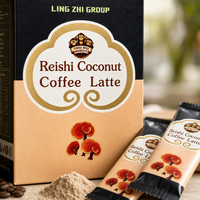 Café instantané sans sucre à la noix de coco et au Reishi, saveur fruitée, Arabica, 165g, 11 sachets, vente en gros, OEM, directement de l'usine