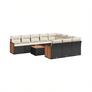 Ensemble de canapés de jardin en rotin noir élégant, meubles modulaires d'extérieur avec coussins en mousse haute densité pour usage extérieur - Product Image 1