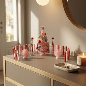 סט קישוטי כפר חג המולד עם תאורת לד, כולל דמויות, עץ שלג ותפאורה של עיירה חגיגית לקישוט שולחן - Product Image 3