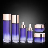 Set botol kaca persegi wanita, kosmetik mewah Set botol kaca 30g 50g 40ml 50ml 100ml