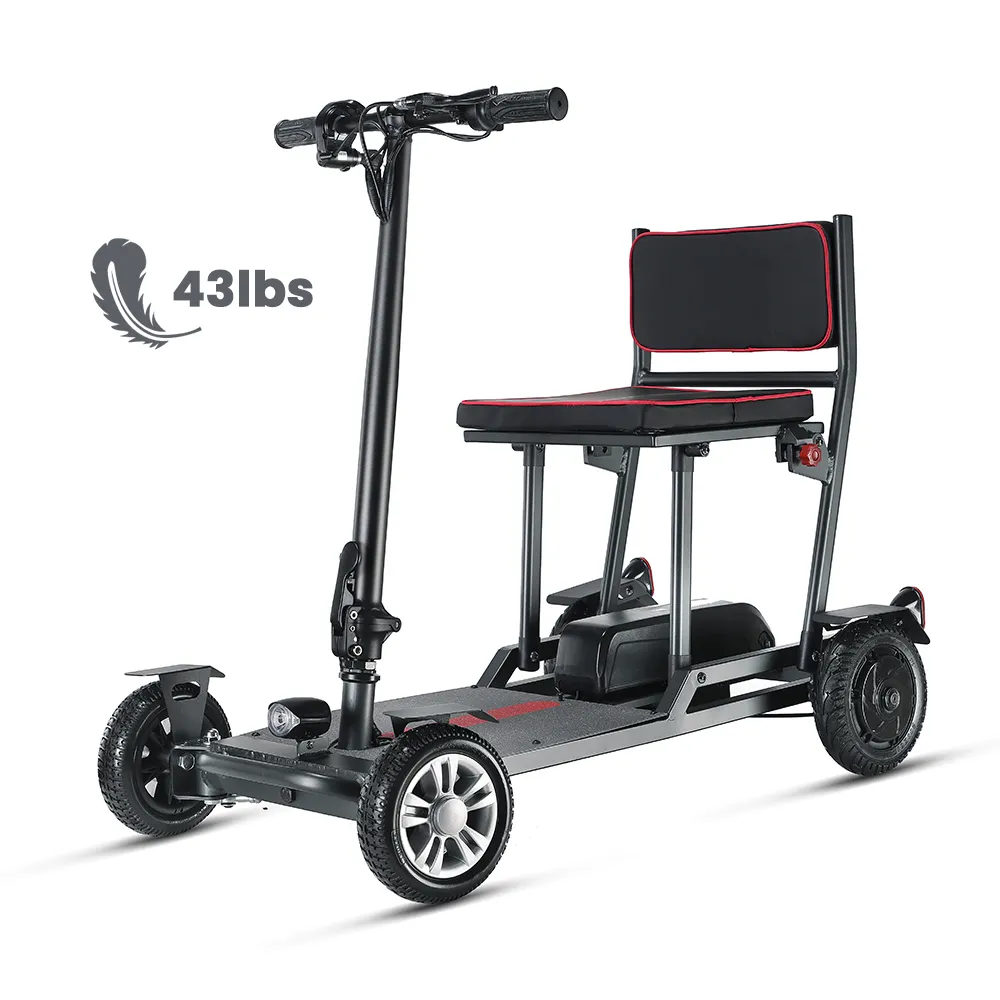 Новый дизайн, портативный складной электрический скутер премиум класса, Электрический 4-колесный Сверхлегкий скутер для пожилых людей