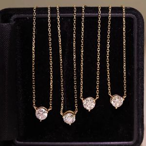 Xinfly Fashion Fine Jewelry Wholesale 18K Real Gold <b>Necklace</b> with 0.30ct Natural Diamond Three Claws Design Custom - Product Image 2