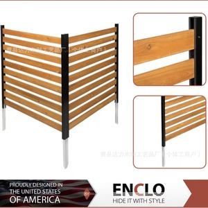 Clôture en lattes de bois rectangulaire, résistante à la décomposition, écrans d'intimité pour jardin extérieur, support en métal - Product Image 4