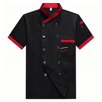 Veste de chef croisée à bordure contrastante en tissu doux avec logo brodé, uniforme pour la restauration hôtelière occidentale et les cuisiniers