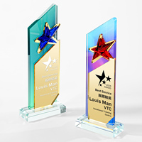 Trophée personnalisé en acrylique cristallin avec plaque en verre dégradé, gravure 3D, récompense pour employés d'entreprise