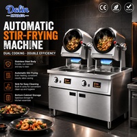 Robot de cuisine commercial automatique à gaz, machine de cuisson intelligente avec wok rotatif et base de rangement
