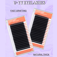 Extensions de cils en forme de U YY 0,07 mm, plateau d'extensions de cils 2D en forme de trèfle, personnalisation gratuite du logo et de l'emballage
