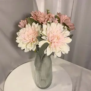 XHHY Hot Selling High Quality Artificial 7-head Dahlia Real Touch Flower For Table Center Piece Home Wedding Decoration
