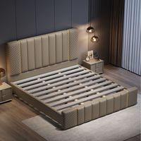 Lit de rangement moderne et confortable avec revêtement en cuir de qualité supérieure, taille Queen/King, certifié E0, directement de l'usine JUNYUHAO