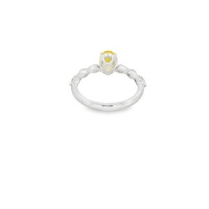 แหวนหมั้นเพชรเหลืองทรงรี 1 กะรัต ฝังทอง 14K18K เพชรเลี้ยงในห้องปฏิบัติการ เครื่องประดับชั้นดีสำหรับงานแต่งงานและงานเลี้ยง รับรองโดย IGI - Product Image 4