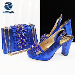 Sepatu Hak Tinggi Berhias Berlian Imitasi Afrika Mewah Bestway dengan Tas dan Sepatu Senada untuk Wanita, Tas Tangan untuk Pesta Pernikahan - Product Image 2