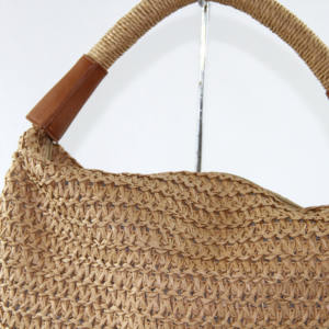 Bolso de compras artesanal de estilo Vintage para mujer, bolso de mano <span class=keywords><strong>Ibiza</strong></span>, bolso de playa de papel de estilo veraniego de paja de alta calidad, bolso de algodón para mujer - Product Image 2