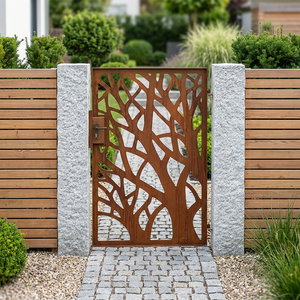 Panneau de treillis en acier Corten découpé au laser, finition rouille, hauteur 8 pieds, clôture extérieure durable de style européen - Product Image 1