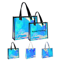 Sac Cadeau de Shopping de Luxe Géométrique Réutilisable Imperméable Transparent en PVC, avec Logo Personnalisé en Usine, Style Coréen