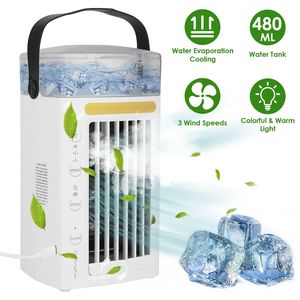 Portable Air Cooler 60W DC 3 Speeds Nightlight Mechanical Control Home Office Camping Use Freestanding Plastic White - Product Image 4