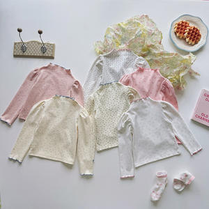 Vendita all'ingrosso di nuove magliette a collo semi-alto in stile coreano per ragazze, ideali per l'autunno, <span class=keywords><strong>con</strong></span> motivo floreale primaverile e grazioso. - Product Image 4