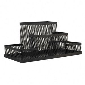 Metal Mesh Desk Organizer Set Office Supplies Accessories Storage Caddy <b>Pen</b> Pencil Holder All in One Desktop <b>4</b> Compartments - Product Image 1