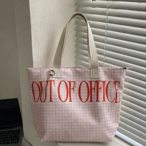 Sac fourre-tout en toile Sweetie, motif écossais rose, sac à bandoulière imprimé « Out Of Office », sac à main décontracté pour femme - Product Image 2