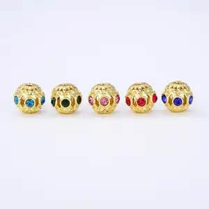 CZ8340 18K Gold Plated Brass Fashion cz micro colorful diamond pave beads cubic zirconia findings for jewelry making