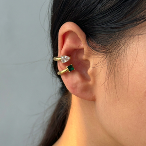 YF3652 Fashion Waterproof Jewelry Stainless Steel Ear <strong>Cuff</strong> 18K PVD Gold Plated Geometric Water Drop Zircon Clip on <strong>Earrings</strong> - Product Image 3