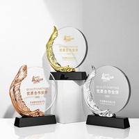 Trophée de sport personnalisé Trophée rond de musculation Médailles et trophées en acrylique Souvenir Fabrication de cristaux personnalisés Récompenses en verre