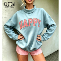 Sweat-shirt à capuche en molleton pour femme, personnalisé, de haute qualité, en coton, brodé et imprimé, coupe oversize, col montant ou col rond