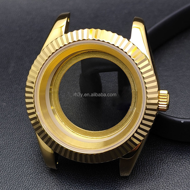 41mm Fluted Bezel Stainless Steel Watch Case with Sapphire Glass 28.5mm Dial 20mm Lug Width Compatible with NH35/NH36 Movement