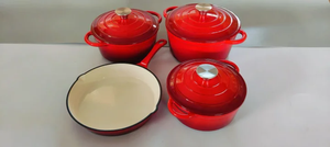Set di 7 Pentole in <span class=keywords><strong>Ghisa</strong></span> Smaltata con Coperchi, Antiaderenti, Logo Personalizzato OEM ODM - Product Image 5