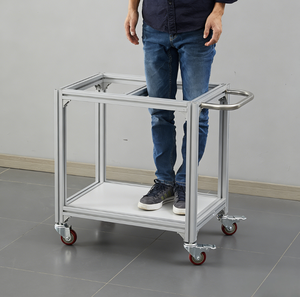 Chariot industriel mobile à deux niveaux personnalisable - <span class=keywords><strong>Plan</strong></span> <span class=keywords><strong>de</strong></span> <span class=keywords><strong>travail</strong></span> en acier inoxydable/anti-statique pour entrepôt et ligne <span class=keywords><strong>de</strong></span> production - Product Image 2