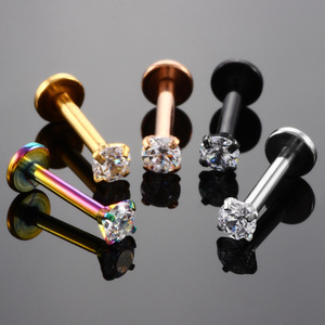 <span class=keywords><strong>Nord</strong></span> Plaqué Or 16g Acier Inoxydable Corps Bijoux Interne Fileté Labret Anneau Prong Zircon Nez Piercing Lèvre Stud et Boucle D'oreille - Product Image 6