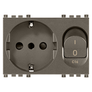 Presa 2P+T 16A P30 Intb+MT C16 Metal <b>Socket</b> <b>With</b> Switch For Wall Installation - Product Image 1