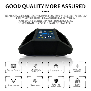 Hệ Thống Giám Sát Áp Suất Lốp 2 Bánh Xe Đạp Xe Máy Xe Đạp <span class=keywords><strong>TPMS</strong></span> Với Cảm Biến Ngoài Không Dây Kỹ Thuật Số Năng Lượng Mặt Trời - Product Image 4